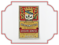 Confiserie Lefèvre-Denise Etiquette de boîte mesurant 6,5 x 4 x 4 cm vers 1900.